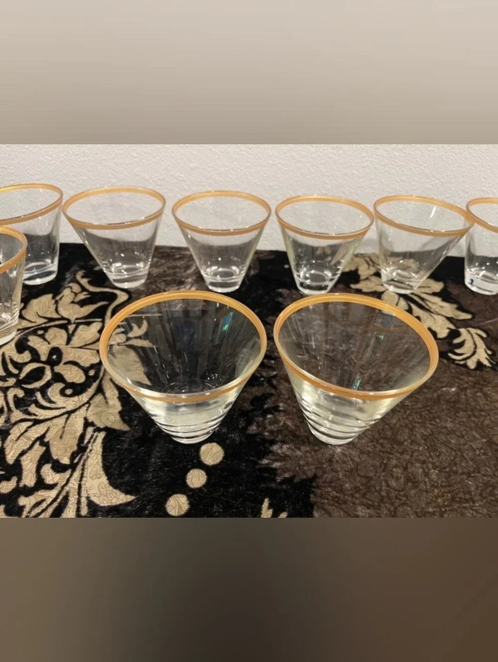 MCM Gold Rim Vodka/Cocktail Glasses Set Of 2 - Picture 11 of 13